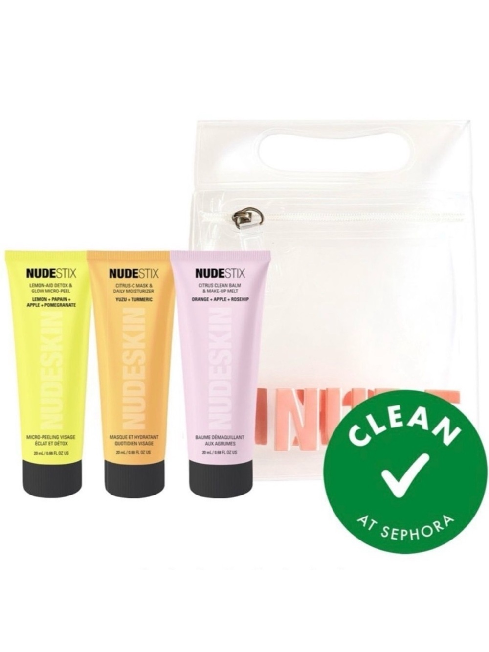NUDESTIX Yellow, Orange, Pink Cleanser & Exfoliant Trio
